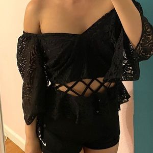 Bebe Black Lace Top